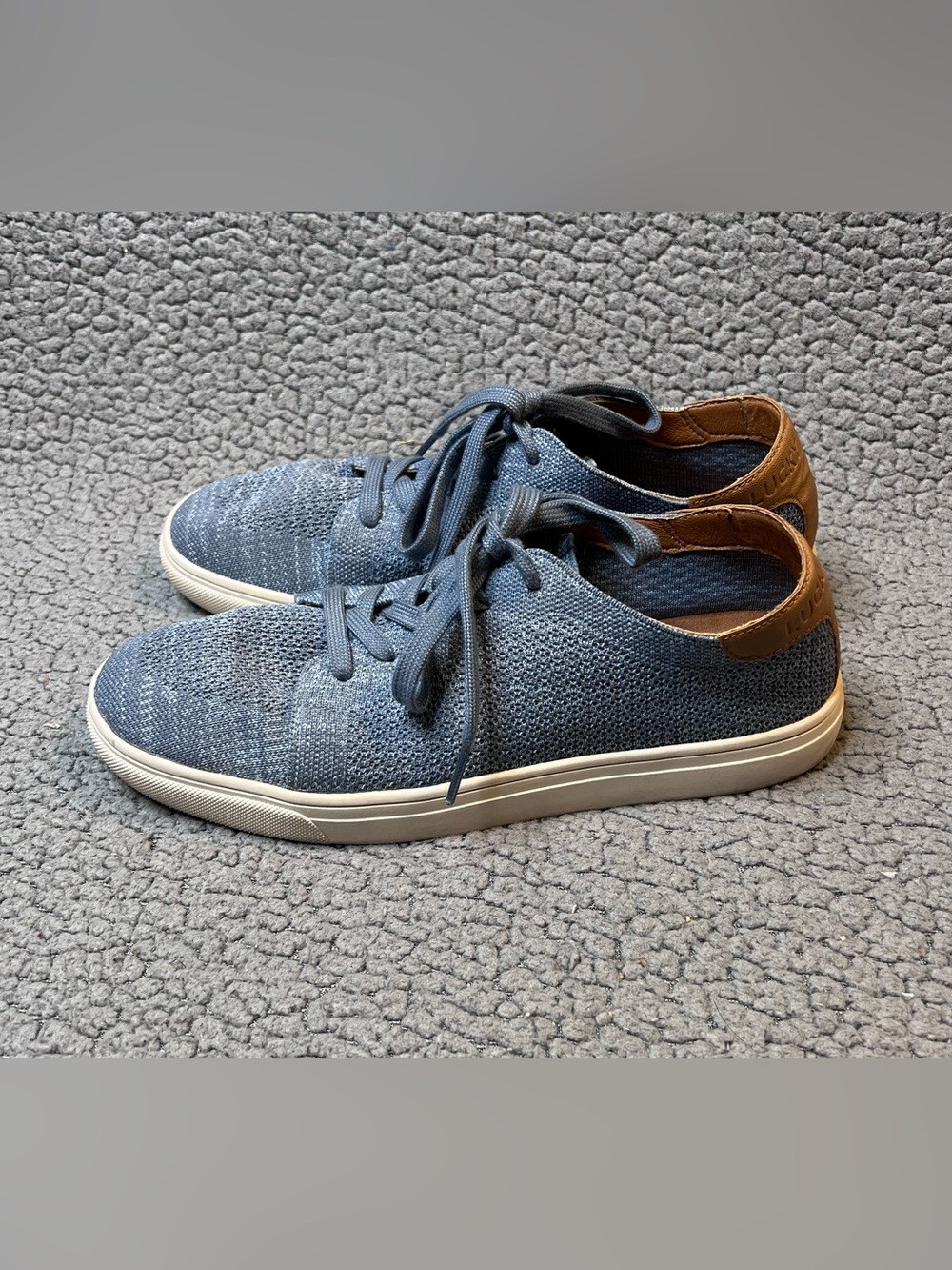 Lucky Brand Women's Luika Knit Casual Sneakers Blue And Brown Size 8.5 M